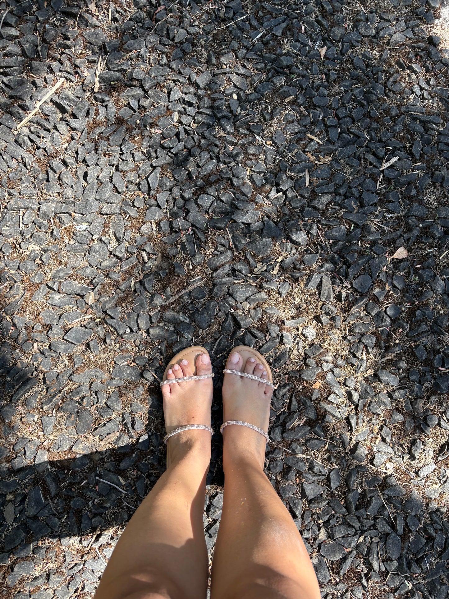 Rose gold rhinestone flats